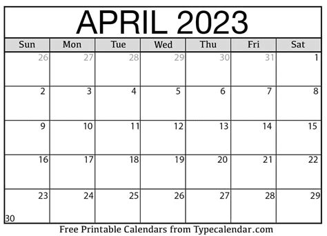 calendar 2023 april